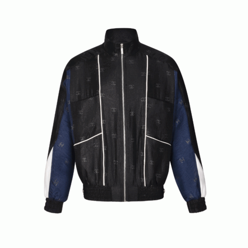 [Premium] 샤넬 다크 패턴 컬러 블록 크레이프 새틴 자켓